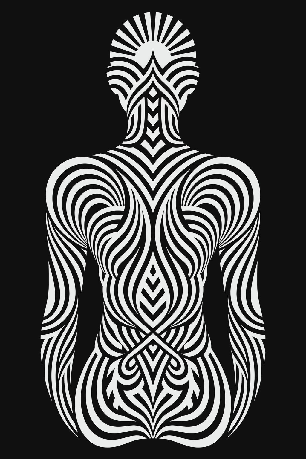 INVITATION | Minimalist Female Figure Op Art | B&W | 8K - 32K Prints