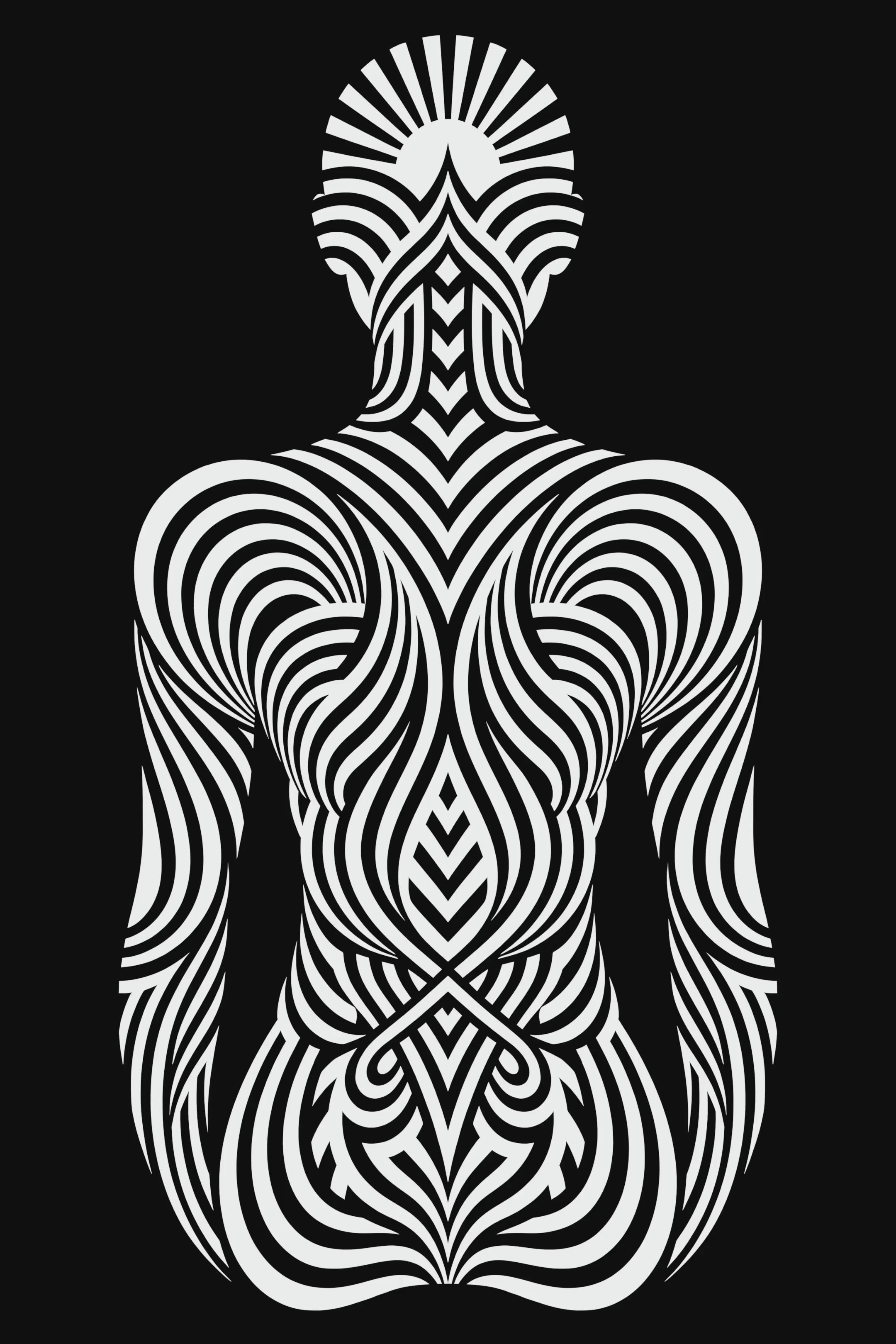 INVITATION | Minimalist Female Figure Op Art | B&W | 8K - 32K Prints