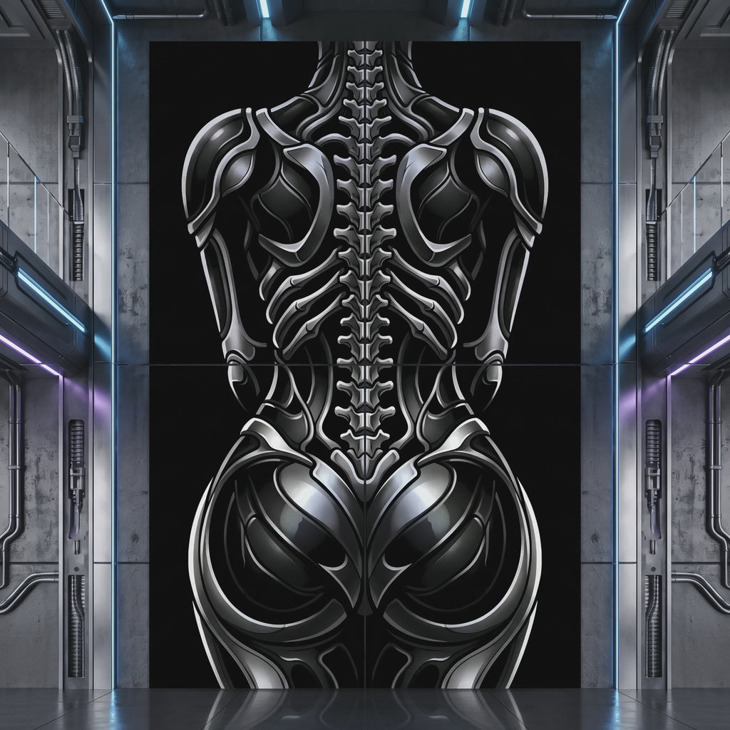 XENIA | Metallic Female Alien Cybernetic Body Op Art | Luxury Gothic Multi-Print Wall Art