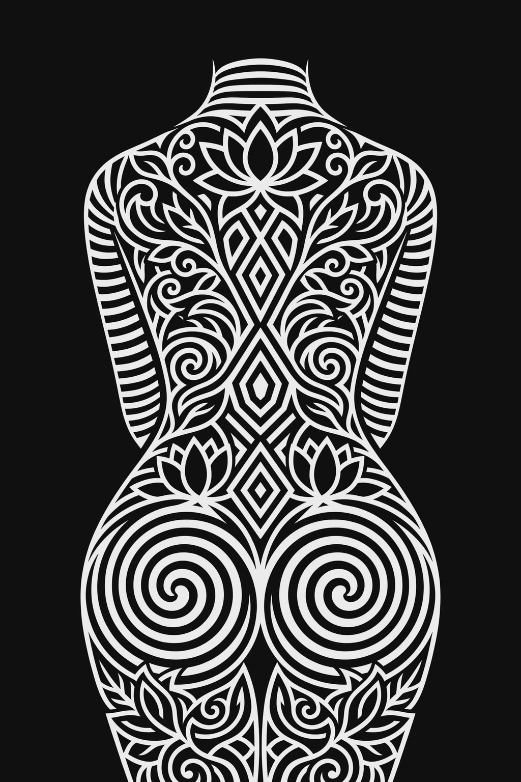 LOTUS | Modern Minimalist Abstract Op Art | B&W | 8K - 32K