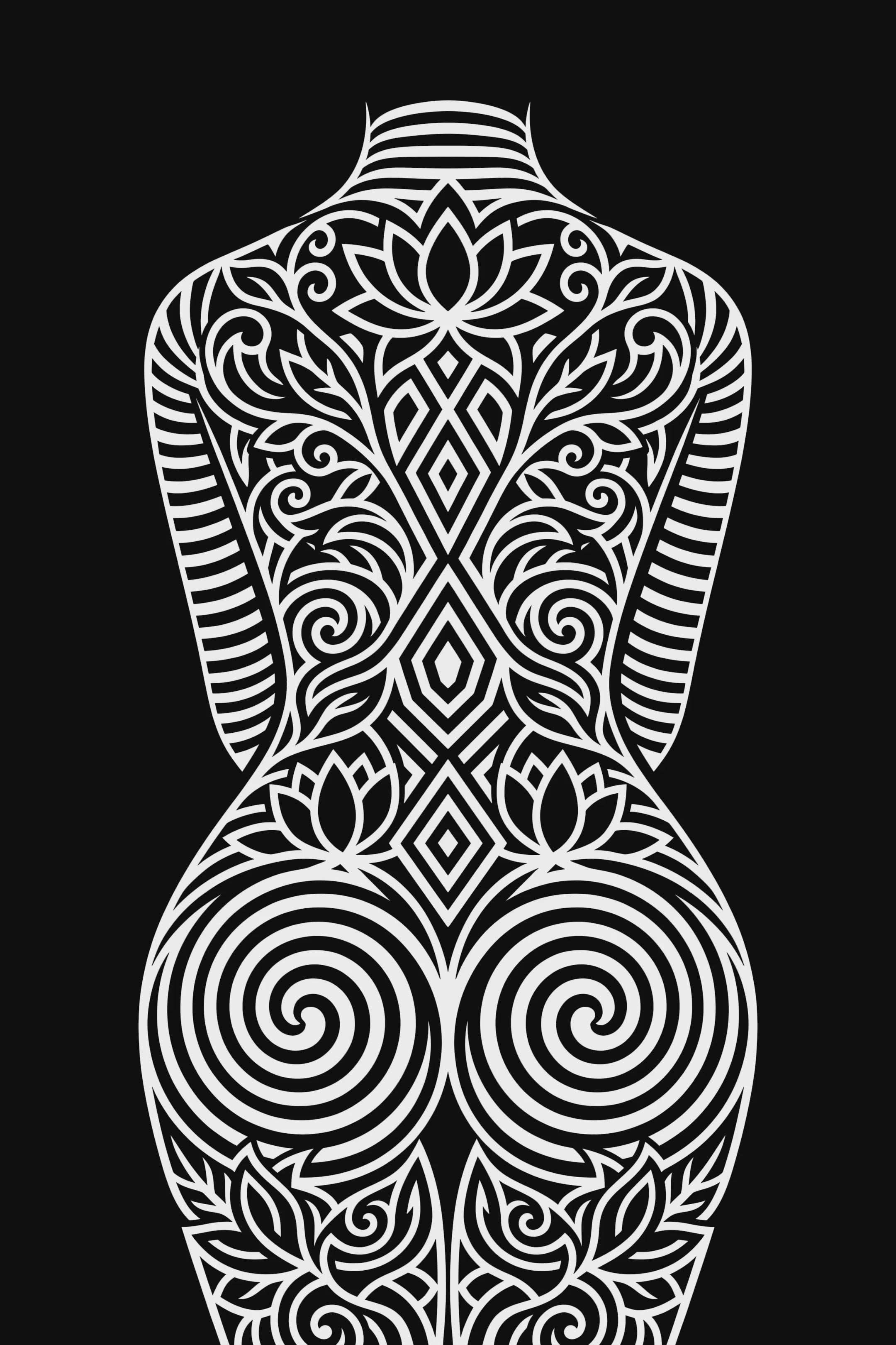 LOTUS | Modern Minimalist Abstract Op Art | B&W | 8K - 32K